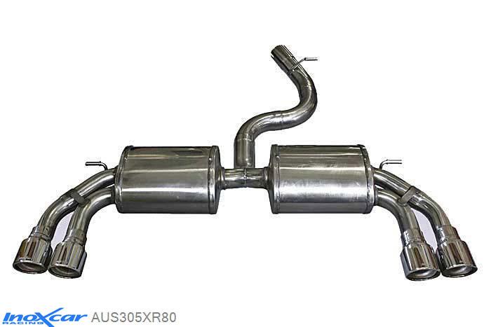 IX AUS305XR80, Audi A3 (8V) S3 2.0 TFSI (300PK) 2013-, Inoxcar Rear silencer 2X80mm X-RACE Left and Right Stainless steel, With E.E.C. homologation