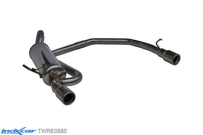 IX TWRE0580, Renault Clio II (B) RS 2.0 fase1 (172PK) 2000-2001 Diameter 54mm, Inoxcar Rear Rear silencerencer left / right 1X80mm Stainless steel, With E.E.C. homologation