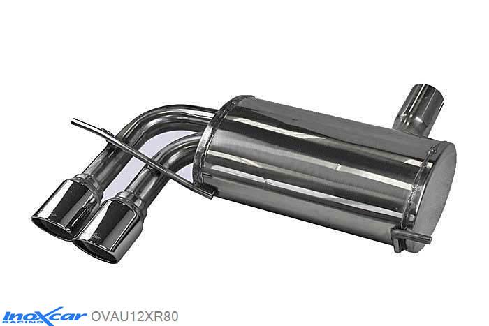 IX OVAU12XR80, Audi A3 (8P) S3 2.0 TFSI (265PK) 2006- Diameter 65mm, Inoxcar Rear silencer 2X80mm X-RACE Stainless steel, With E.E.C. homologation