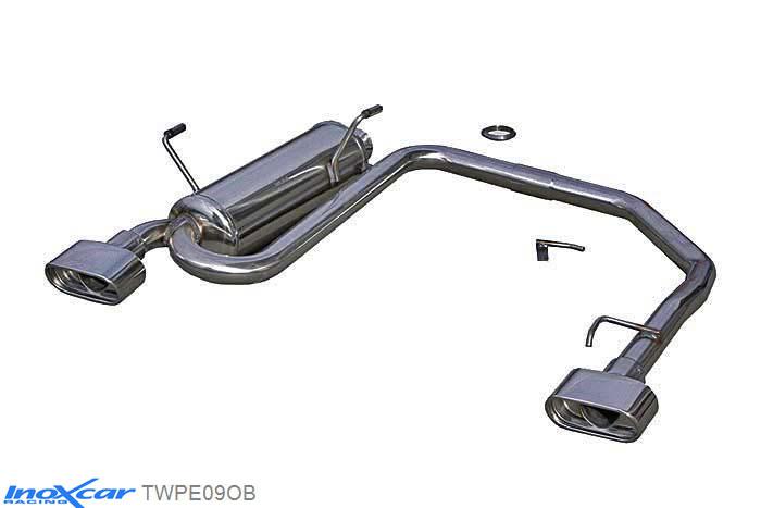 IX TWPE09OB, Peugeot 206 CC 2.0 16V (136PK) 2001-2004, Inoxcar Rear Rear silencerencer left / right 1XFlat Oval Stainless steel, With E.E.C. homologation