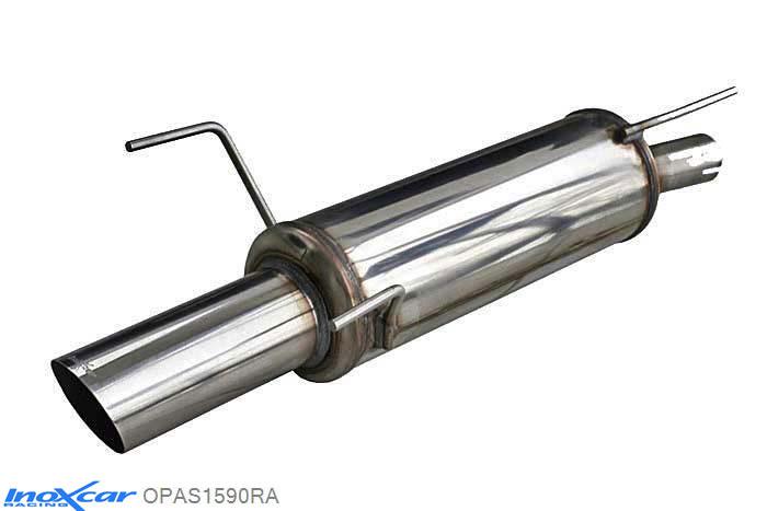 IX OPAS1590RA, Opel Astra F 2.0 16V GSI (150PK) , 3 Ophangpunten,, Inoxcar Rear silencer 1X90 RALLY Stainless steel, With E.E.C. homologation