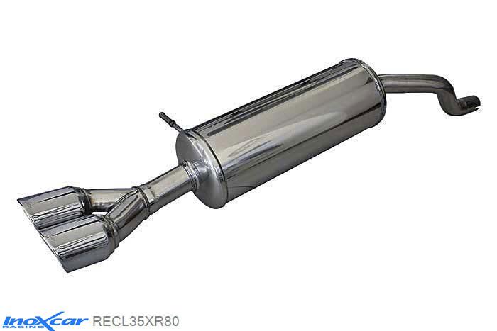 IX RECL35XR80, Renault Clio IV (R) 1.2 GT (120PK) 2013-, Inoxcar Rear silencer 2X80mm X-RACE Stainless steel, With E.E.C. homologation