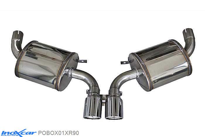 IX POBOX01XR90, Porsche Boxster III (981) 981 2.7 (265PK), Cabrio, 2014-, Inoxcar Rear silencer CEN 2X90 X-RACE Stainless steel, Without E.E.C. homologation