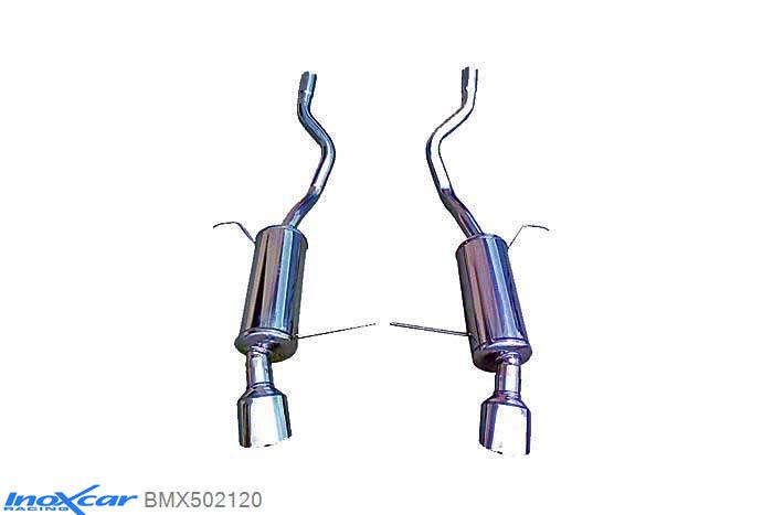 IX BMX502120, BMW X5 (E53) 3.0D (218PK) 2001- Diameter 50mm, Inoxcar Rear silencer 1X120X80mm Left and Right Stainless steel, With E.E.C. homologation