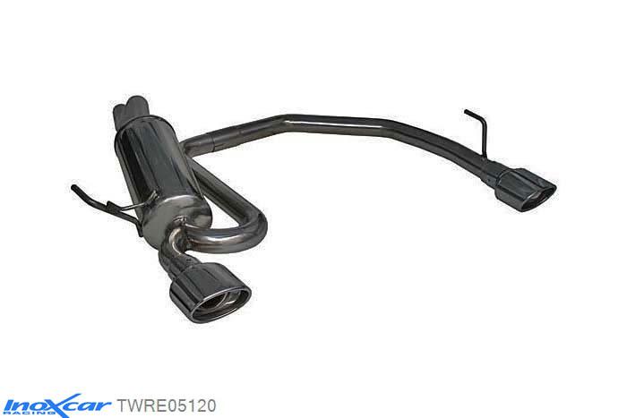 IX TWRE05120, Renault Clio II (B) RS 2.0 fase1 (172PK) 2000-2001 Diameter 54mm, Inoxcar Rear Rear silencerencer left / right 1X120X80mm Stainless steel, With E.E.C. homologation