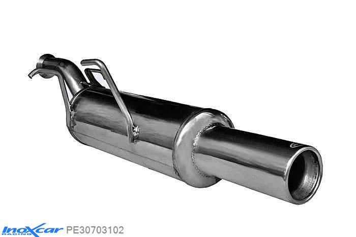IX PE30703102, Peugeot 307 2.0 16V (138PK) 2001-, Inoxcar Rear silencer 1X102mm Stainless steel, With E.E.C. homologation