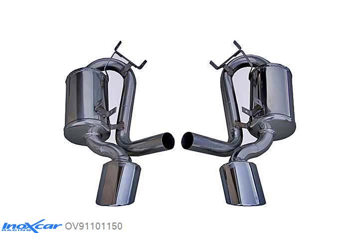 IX OV91101150, Porsche 911 (997) serie 997 CARRERA 4S 3.8 (355PK) 2005-, Inoxcar Rear silencer 1X150X105 OBLIQUO Left and Right Stainless steel, Without E.E.C. homologation