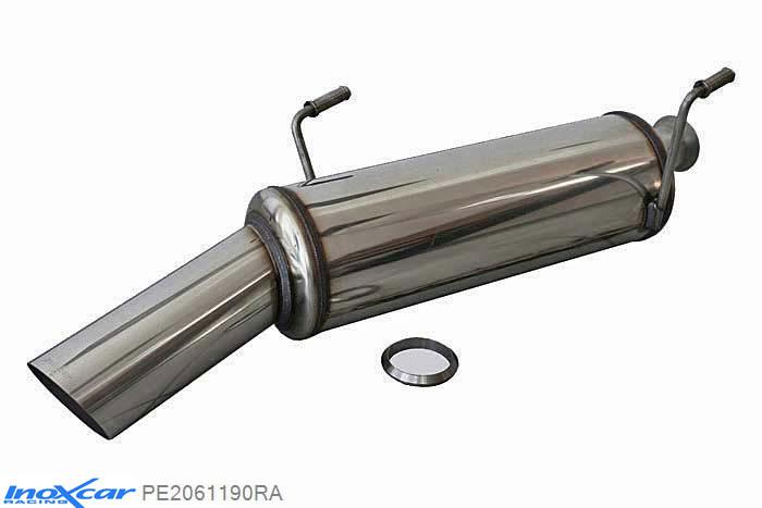 IX PE2061190RA, Peugeot 206 CC 1.6 HDI (110PK) 2005-, Inoxcar Rear silencer 1X90 RALLY Stainless steel, With E.E.C. homologation