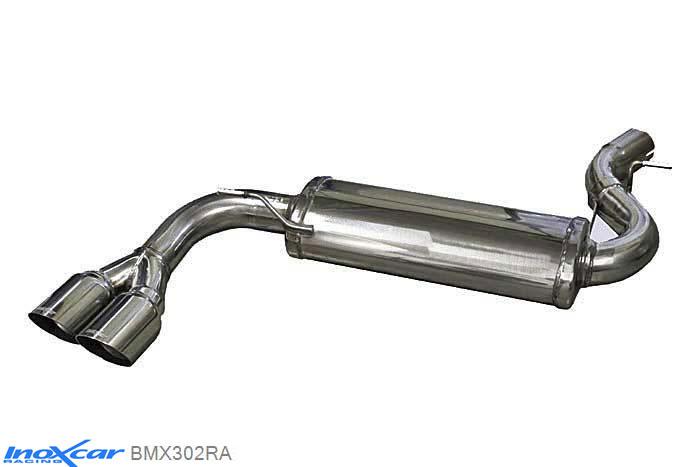 IX BMX302RA, BMW X3 (E83) X-drive 2.0D (184PK) 2011-  Diameter 65mm, Inoxcar Rear silencer 2X80mm RACING Stainless steel, Without E.E.C. homologation
