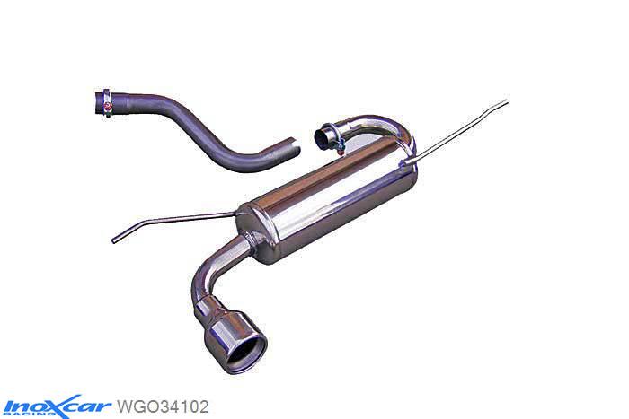 IX WGO34102, VW Golf V 1.6 FSI (115PK) 2003-, Inoxcar Rear silencer 1X102mm Stainless steel, With E.E.C. homologation