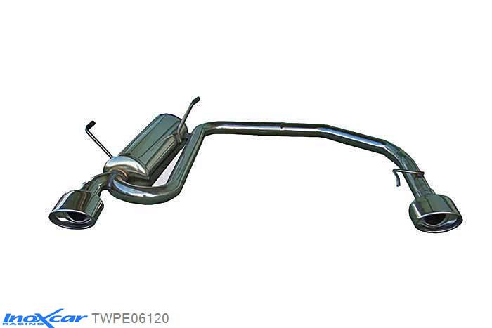 IX TWPE06120, Peugeot 206 2.0 16V GTI (136PK) 1999-2004, Inoxcar Rear Rear silencerencer left / right 1X120X80mm Stainless steel, With E.E.C. homologation