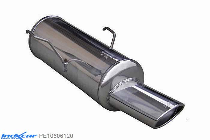 IX PE10606120, Peugeot 106 1.6 (88PK) -1996, Inoxcar Rear silencer 1X120X80mm Stainless steel, With E.E.C. homologation
