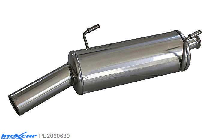 IX PE2060680, Peugeot 206 1.6 16V XS (110PK) 2001-2006, Inoxcar Rear silencer 1X80mm Stainless steel, With E.E.C. homologation