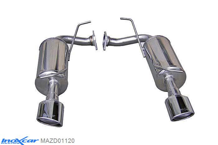 IX MAZD01120, Mazda 6 (GG/GY) 2.3 TURBO 16V (260PK) 2005-, Inoxcar Rear silencer 1X120X80mm OBLIQUO Left and Right Stainless steel, With E.E.C. homologation