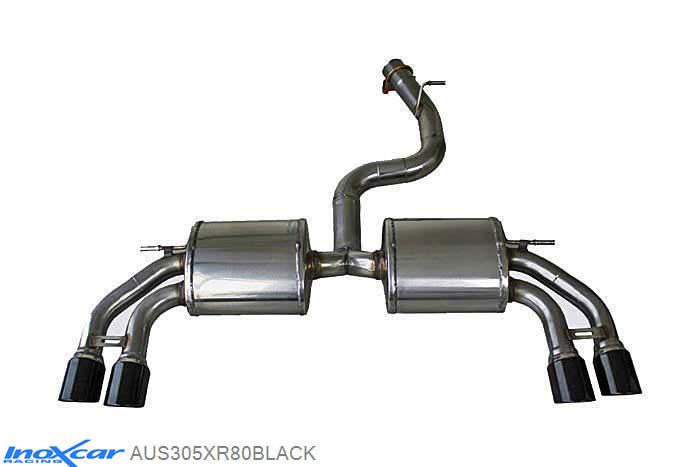 IX AUS305XR80BLACK, Audi A3 (8V) S3 2.0 TFSI (300PK) 2013-, Inoxcar Rear silencer 2X80mm X-RACE Left and Right BALCK EDITION Stainless steel, With E.E.C. homologation