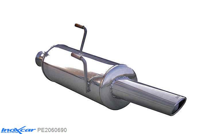 IX PE2060690, Peugeot 206 1.6 16V XS (110PK) 2001-2006, Inoxcar Rear silencer 1X90X70mm Stainless steel, With E.E.C. homologation