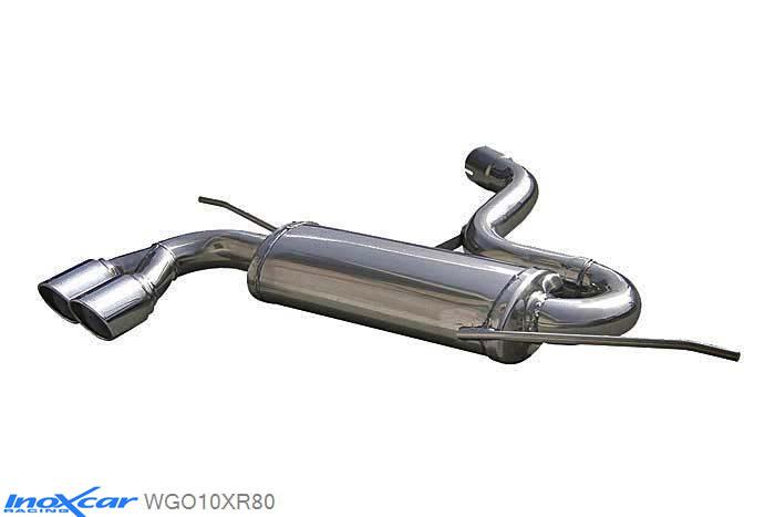 IX WGO10XR80, VW Golf V 2.0 16V TFSI GTI (200PK-230PK) 2004- Diameter 65mm, Inoxcar Rear silencer 2X80mm X-RACE Stainless steel, With E.E.C. homologation