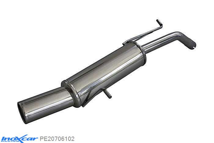 IX PE20706102, Peugeot 207 1.6 16V HDI (110PK) 2006-, Inoxcar Rear silencer 1X102mm Stainless steel, With E.E.C. homologation