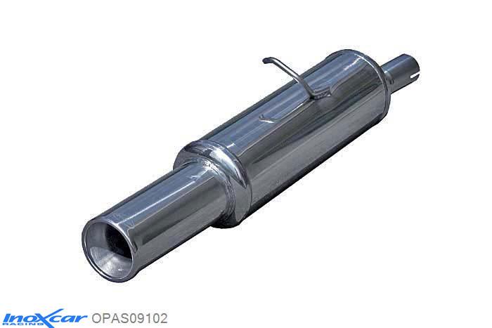 IX OPAS09102, Opel Astra F 1.8 (90PK) , 1 Ophangpunt,, Inoxcar Rear silencer 1X102mm Stainless steel, Without E.E.C. homologation