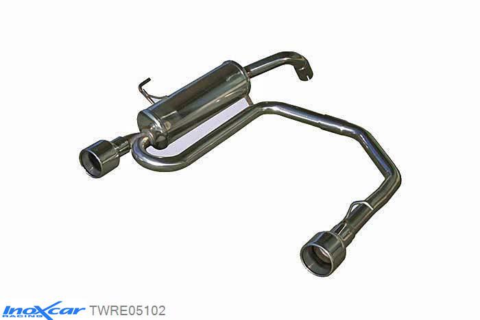 IX TWRE05102, Renault Clio II (B) RS 2.0 fase1 (172PK) 2000-2001 Diameter 54mm, Inoxcar Rear Rear silencerencer left / right 1X102mm Stainless steel, With E.E.C. homologation