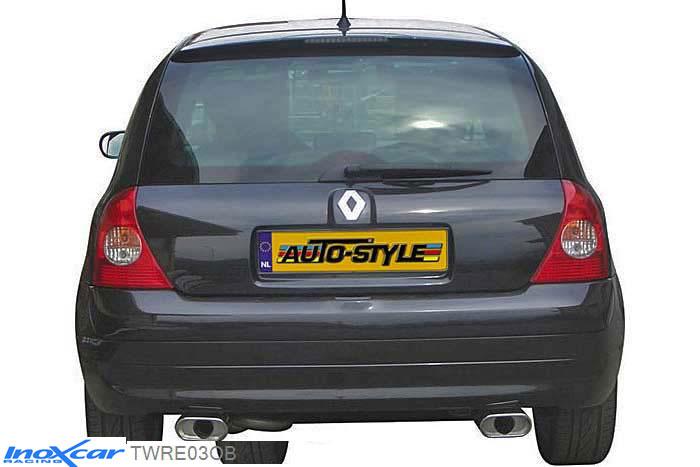 IX TWRE03OB, Renault Clio II (B) 1.6 16V (110PK) -2001 Diameter 45mm, Inoxcar Rear Rear silencerencer left / right 1XFlat Oval Stainless steel, With E.E.C. homologation