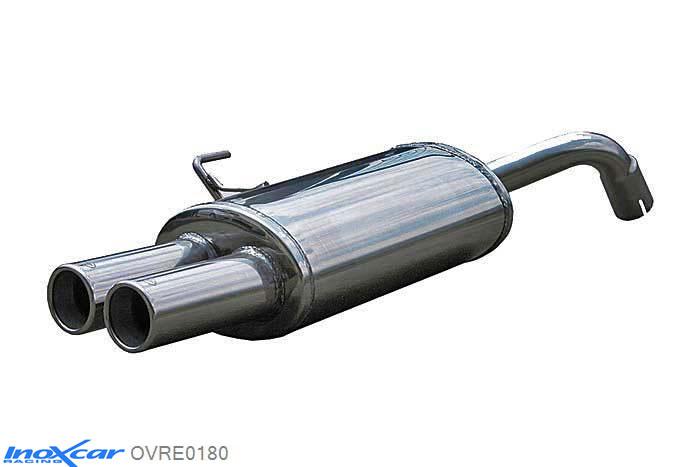 IX OVRE0180, Renault Clio II (B) RS 2.0 fase1 (172PK) 2000-2001 Diameter 54mm, Inoxcar Rear silencer 2X80mm Stainless steel, With E.E.C. homologation