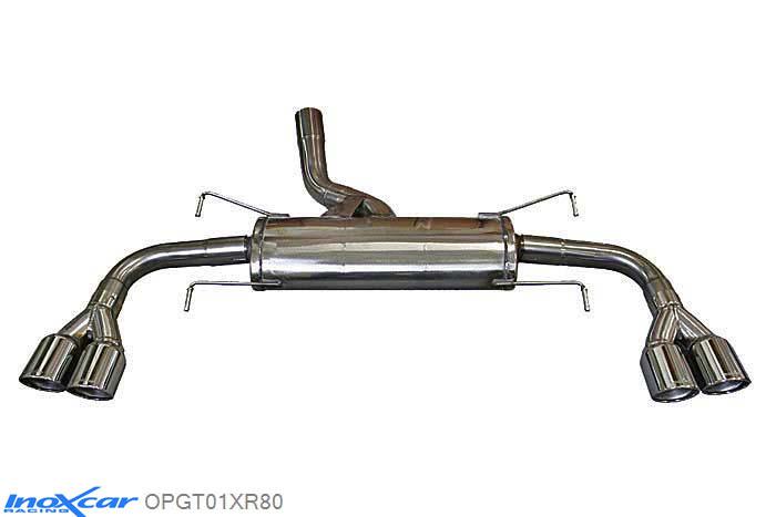 IX OPGT01XR80, Opel GT (K/R) 2007-, Inoxcar Rear silencer 2X80mm X-RACE Left and Right Stainless steel, Without E.E.C. homologation