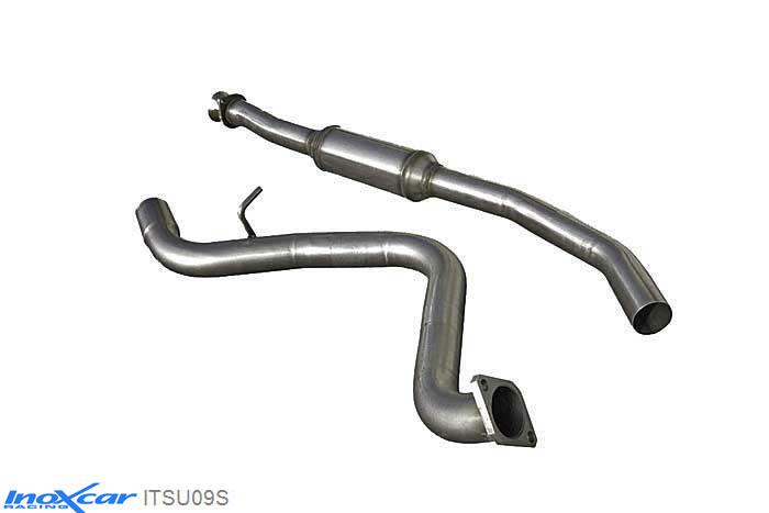 IX ITSU09S, Subaru Impreza (G3) 2.5T WRX STI 08MY (300PK) 2008-, Inoxcar Central pipe with silencer (60mm) Stainless steel, With E.E.C. homologation