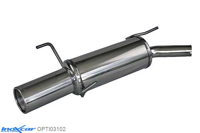 IX OPTI03102, Opel Tigra II 1.4 16V (90PK) 2005- Diameter 45mm, Inoxcar Rear silencer 1X102mm Stainless steel, With E.E.C. homologation