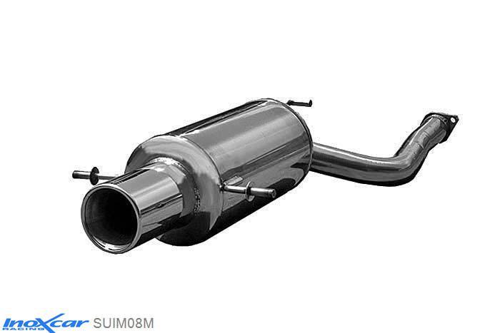IX SUIM08M, Subaru Impreza (GD/GG) 2.0 STI TURBO (265PK) 2002-, Inoxcar Rear silencer 1X120 MEGA Stainless steel, With E.E.C. homologation