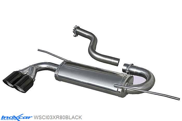 IX WSCI03XR80BLACK, VW Scirocco III 2.0 TFSI (200PK) 2008- Diameter 65mm, Inoxcar Rear silencer 2X80mm X-RACE BLACK EDITION Stainless steel, With E.E.C. homologation
