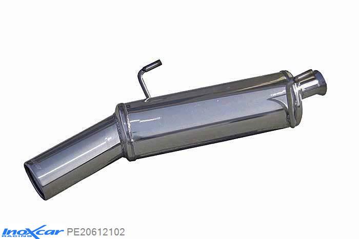 IX PE20612102, Peugeot 206 HDI 1.4 (68PK) 2001-, Inoxcar Rear silencer 1X102mm Stainless steel, With E.E.C. homologation