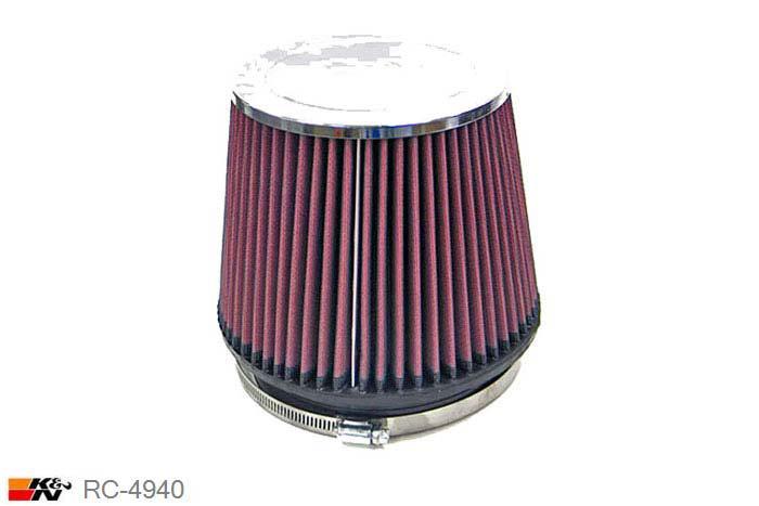 152mm aansluitdiameter, RC-4940, K&N Luchtfilter Universeel, Conisch, Lengte filter 152mm, Buitendiameter onder 191mm, Buitendiameter kap 149mm, Chroom kap, Lengte flens 25mm, 0 mm
