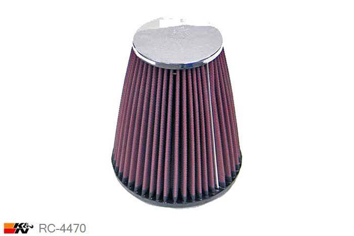 83mm aansluitdiameter, RC-4470, K&N Luchtfilter Universeel, Conisch, Lengte filter 167mm, Buitendiameter onder 146mm, Buitendiameter kap 89mm, Chroom kap, Lengte flens 19mm, 13 mm