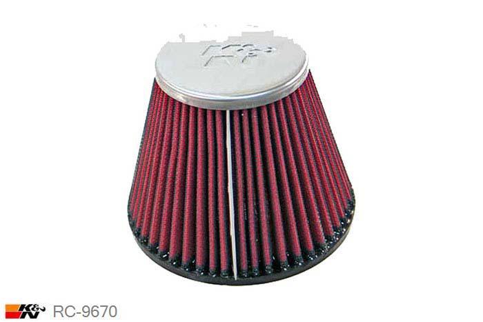 80mm aansluitdiameter, RC-9670, K&N Luchtfilter Universeel, Conisch, Lengte filter 115mm, Buitendiameter onder 147mm, Buitendiameter kap 89mm, Chroom kap, Lengte flens 19mm, 0 mm