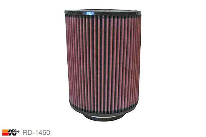 102mm aansluitdiameter, RD-1460, K&N Luchtfilter Universeel, Cilindrisch, Lengte filter 229mm, Buitendiameter onder 178mm, Buitendiameter kap 178mm, Rubber kap, Lengte flens 25mm, 0 mm