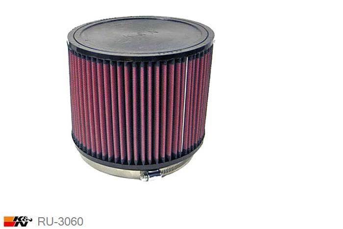 152mm aansluitdiameter, RU-3060, K&N Luchtfilter Universeel, Cilindrisch, Lengte filter 152mm, Buitendiameter onder 191mm, Buitendiameter kap 191mm, Rubber kap, Lengte flens 25mm, 0 mm