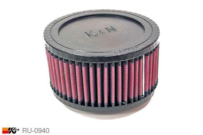 70mm aansluitdiameter, RU-0940, K&N Luchtfilter Universeel, Cilindrisch, Lengte filter 76mm, Buitendiameter onder 140mm, Buitendiameter kap 140mm, Rubber kap, Lengte flens 16mm, 11 mm