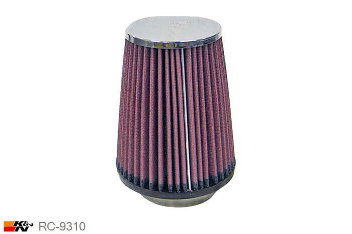 70mm aansluitdiameter, RC-9310, K&N Luchtfilter Universeel, Conisch, Lengte filter 146mm, Buitendiameter onder 121mm, Buitendiameter kap 89mm, Chroom kap, Lengte flens 21mm, 0 mm