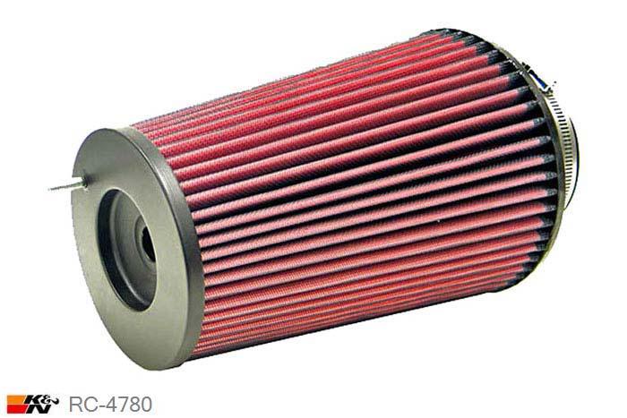 102mm aansluitdiameter, RC-4780, K&N Luchtfilter Universeel, Conisch, Lengte filter 241mm, Buitendiameter onder 168mm, Buitendiameter kap 133mm, Chroom kap, Lengte flens 43mm, 0 mm