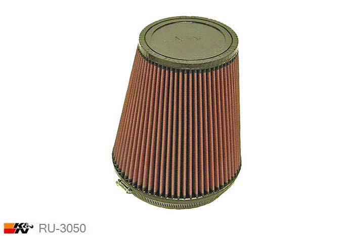 152mm aansluitdiameter, RU-3050, K&N Luchtfilter Universeel, Conisch, Lengte filter 203mm, Buitendiameter onder 191mm, Buitendiameter kap 127mm, Rubber kap, Lengte flens 25mm, 0 mm