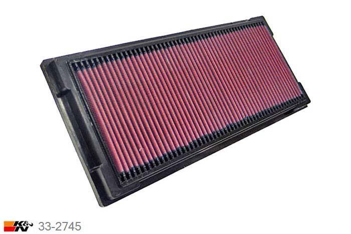 33-2745 K&N Luchtfilter Lengte 387 mm, Breedte 162 mm, BMW 318D 1.8 tds, 1995-2000