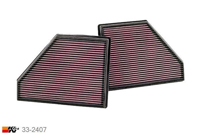 33-2407 K&N Luchtfilter, BMW X5 4.8 set van 2 stuks, 2007-2010