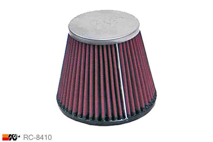 70mm aansluitdiameter, RC-8410, K&N Luchtfilter Universeel, Conisch, Lengte filter 110mm, Buitendiameter onder 133mm, Buitendiameter kap 89mm, Chroom kap, Lengte flens 19mm, 12 mm