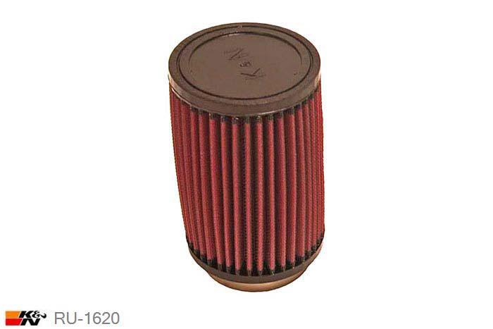 73mm aansluitdiameter, RU-1620, K&N Luchtfilter Universeel, Cilindrisch, Lengte filter 152mm, Buitendiameter onder 102mm, Buitendiameter kap 102mm, Rubber kap, Lengte flens 16mm, 0 mm