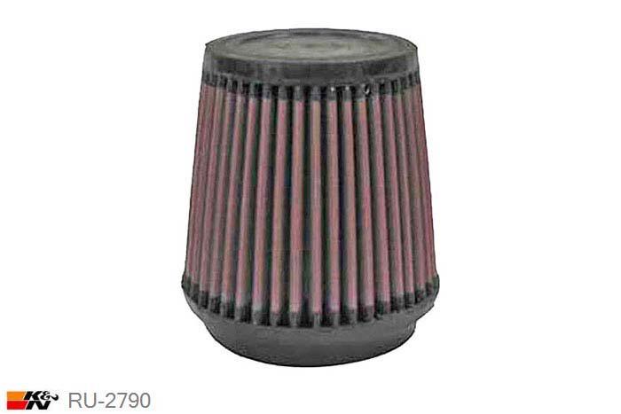 89mm aansluitdiameter, RU-2790, K&N Luchtfilter Universeel, Conisch, Lengte filter 114mm, Buitendiameter onder 117mm, Buitendiameter kap 89mm, Rubber kap, Lengte flens 16mm, 0 mm