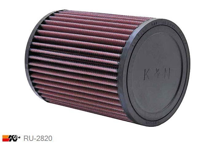 76mm aansluitdiameter, RU-2820, K&N Luchtfilter Universeel, Cilindrisch, Lengte filter 165mm, Buitendiameter onder 127mm, Buitendiameter kap 127mm, Rubber kap, Lengte flens 16mm, 0 mm