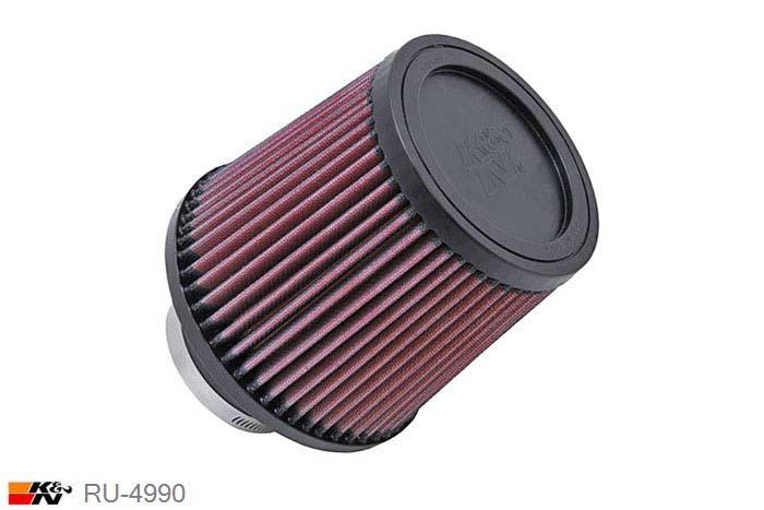 76mm aansluitdiameter, RU-4990, K&N Luchtfilter Universeel, Conisch, Lengte filter 141mm, Buitendiameter onder 152mm, Buitendiameter kap 127mm, Rubber kap, Lengte flens 48mm, 0 mm