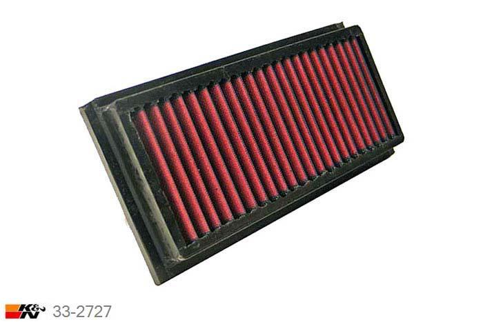 33-2727 K&N Luchtfilter Lengte 258 mm, Breedte 125 mm, Lancia Delta 1.6 ie, 75PK, 1996-2000