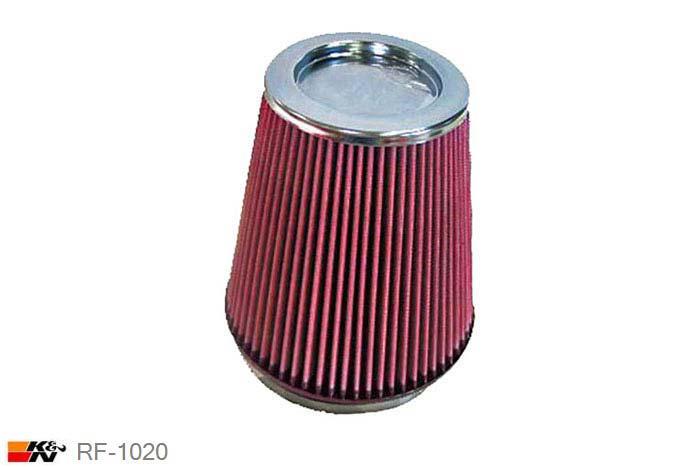 152mm aansluitdiameter, RF-1020, K&N Luchtfilter Universeel, Conisch, Lengte filter 203mm, Buitendiameter onder 191mm, Buitendiameter kap 127mm, Chroom kap, Lengte flens 25mm, 0 mm